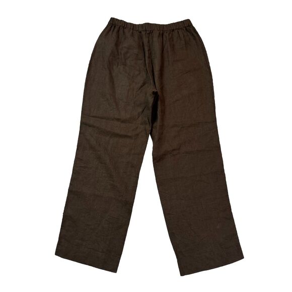 AYR The Tourist Linen Pants Womens L Elastic Waist Sicilian Umber Brown Resort - Picture 9 of 14